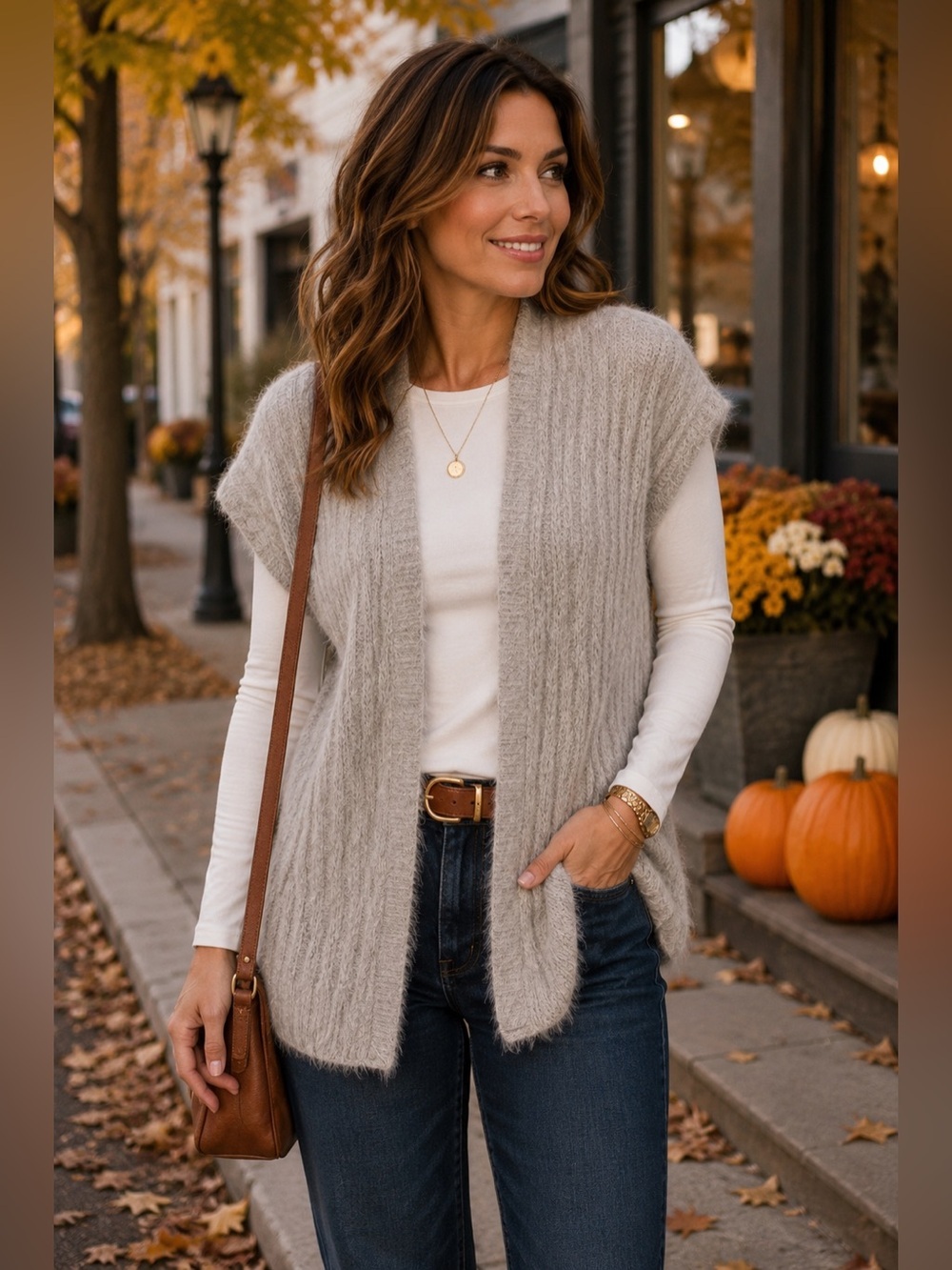 LC Lauren Conrad Gray Ribbed Open Front Sweater Vest | Cozy Layering Cardigan - Picture 1 of 6